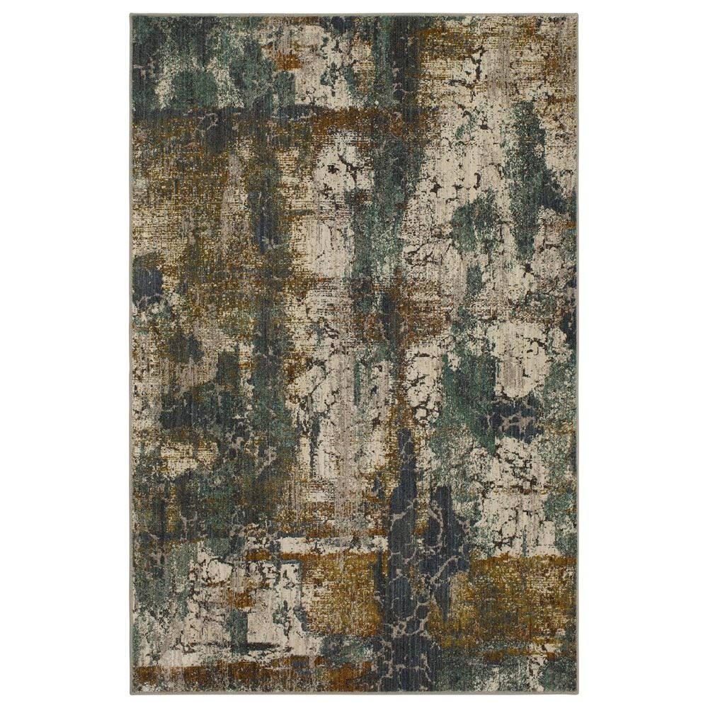 Karastan Montreal Cave Creek 91958-50128 5'3" x 7'10" Denim, Oyster and Gold Area Rug, , large