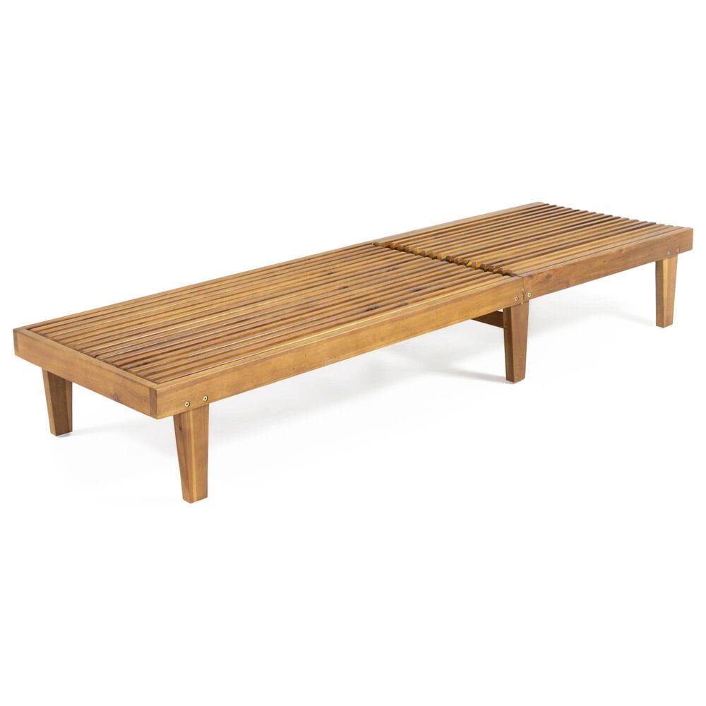 Hearth and Haven Nadine Outdoor Chaise Lounge with Adjustable Back in Teak, , large