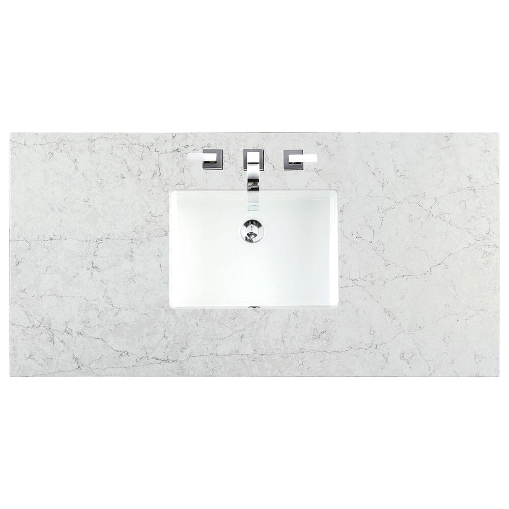 James Martin Vanities Brittany 48&quot; Single Bathroom Vanity in Bright White with 3 cm Eternal Jasmine Pearl Quartz Top and Rectangle Sink, , large