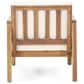 Hearth and Haven Outdoor Acacia Wood Club Chair with Beige Cushions and Slat Panel in Teak, , large