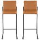 Lumisource Fuji High Back Barstool with Camel Faux Leather in Black (Set of 2), , large