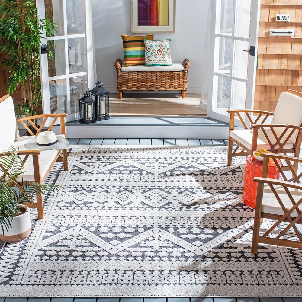 Safavieh Cabana CBN658A 8&#39; x 10&#39; Ivory and Grey Indoor/Outdoor Area Performance Rug, , large
