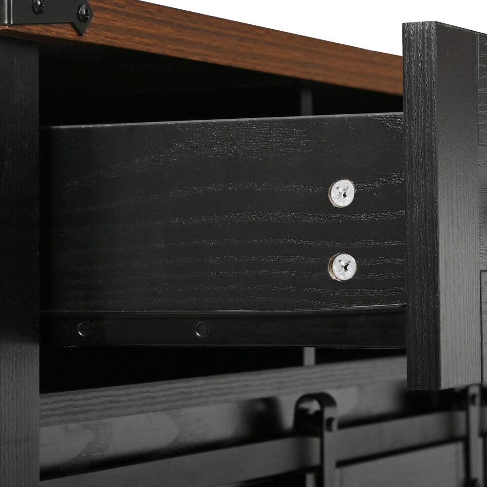HOMLUX 58" Kitchen Island with Drop Leaf in Black and Brown, , large