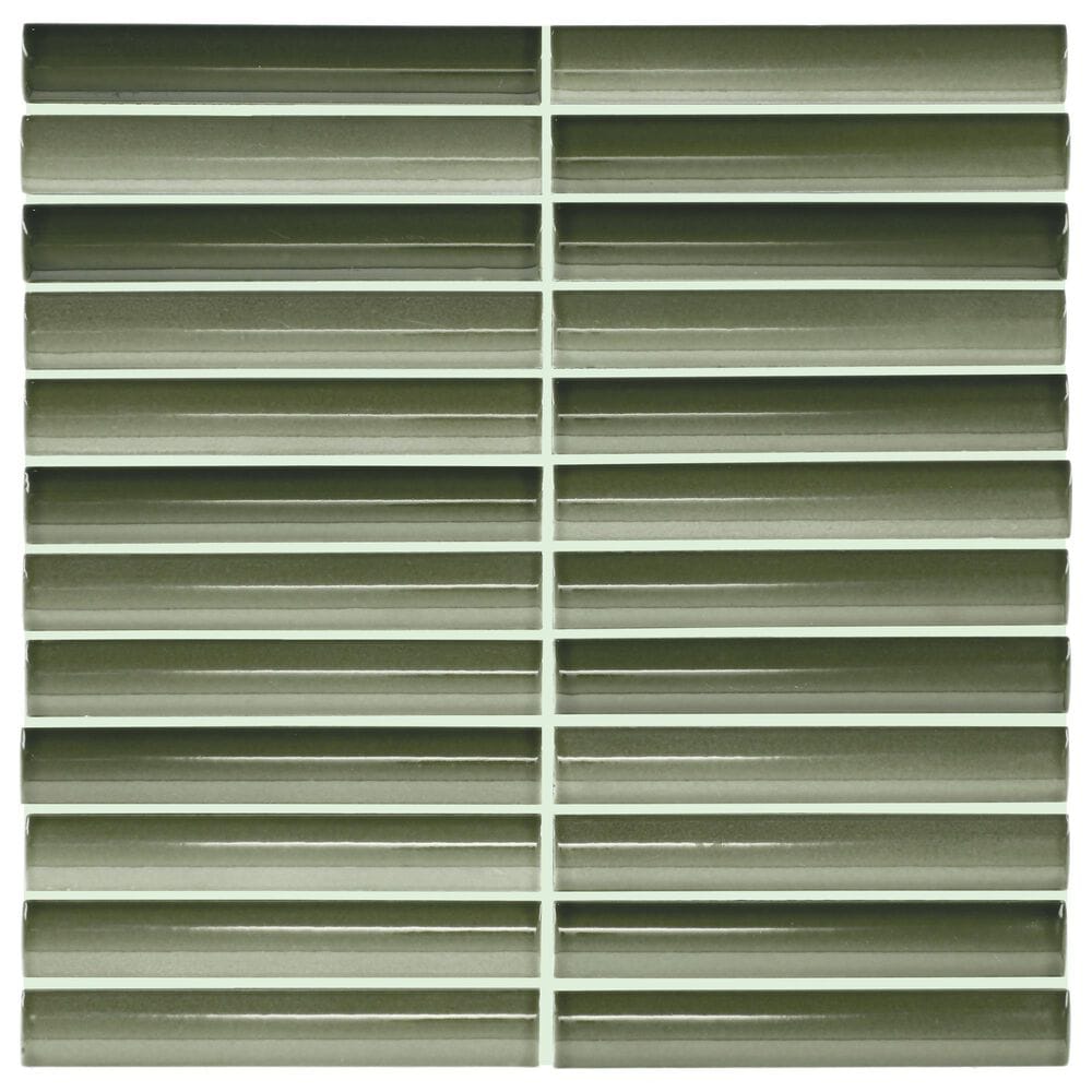 Dal-Tile Artefino Vintage Verdelite 1" x 6" Pencil Fluted on 11" x 12" Porcelain Mosaic Sheet, , large