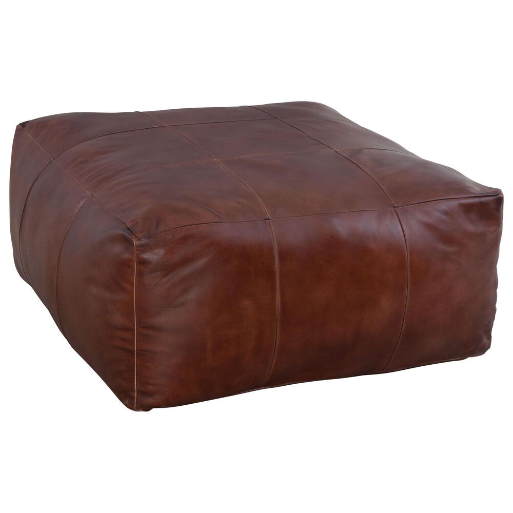 Forma &amp; Co Wellington Leather Pouf in Brown, , large