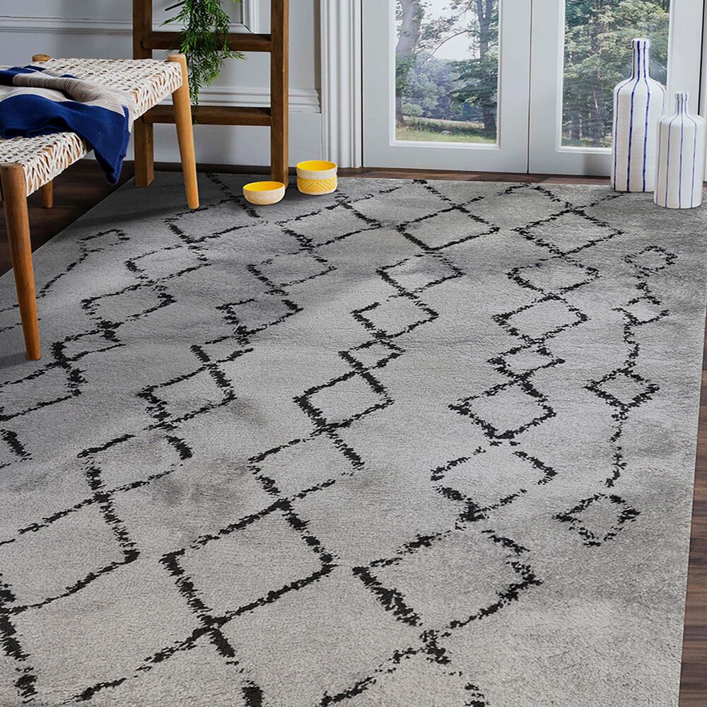 Amer Rugs Aspen 7&#39;6&quot; x 9&#39;6&quot; Gray and Black Area Rug, , large