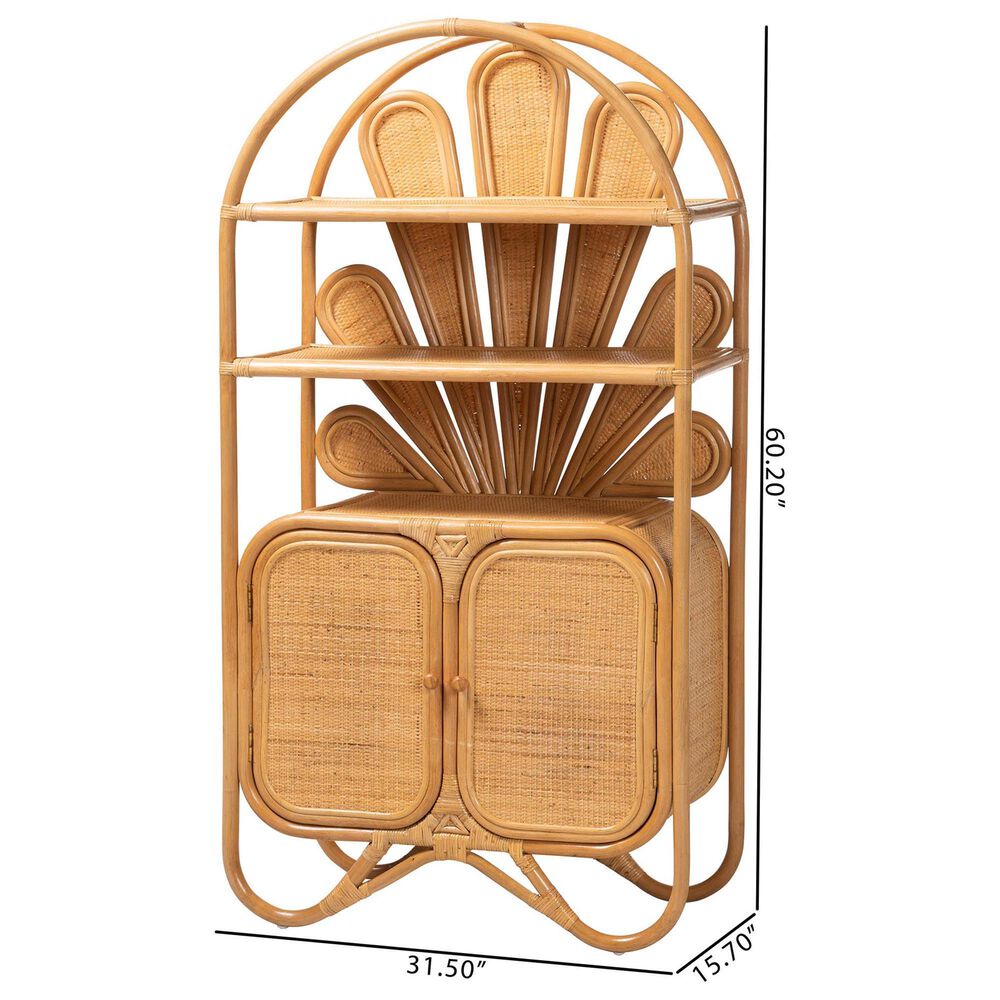 Baxton Studio Noreen 2-Door Cabinet with Hutch in Light Honey, , large