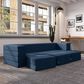 Jaxx Zipline 3-Piece Stationary Convertible Sleeper Sofa in Indigo Velvet, , large