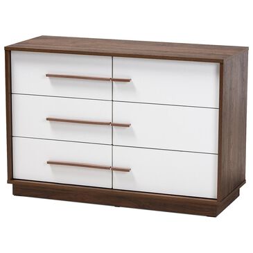 Baxton Studio Mette 6 Drawer Dresser in White, , large