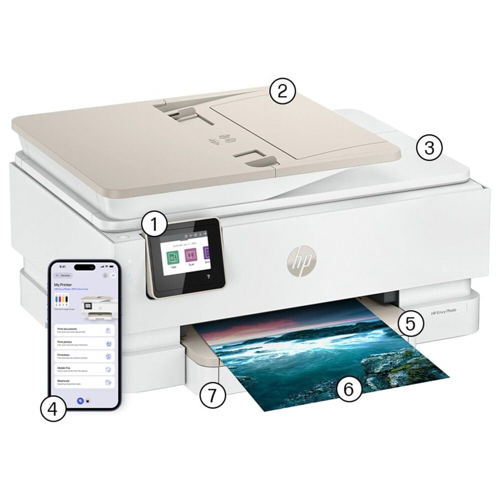 HP Envy Photo 7975 All-in-One Printer in White, , large