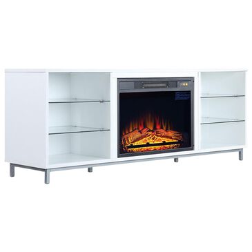 Dayton Brighton 60" TV Stand with Fireplace in White, , large