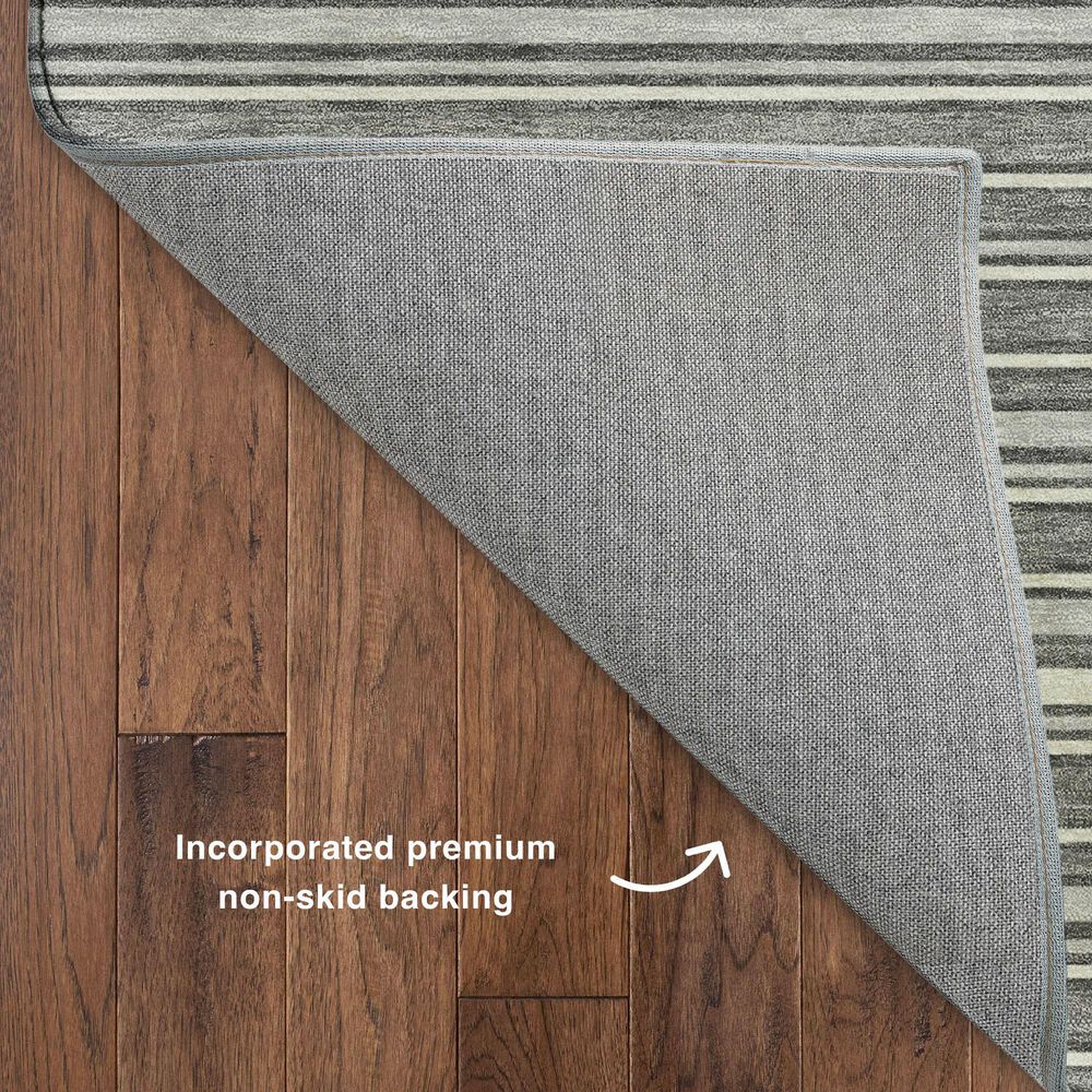 Dalyn Rug Company Soft Essentials Striped Gray 1'8" x 2'6" Indoor/Outdoor Area Rug, , large