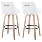 LumiSource Hannah Swivel Bar Stool with White Faux Leather Upholstery in Whitewashed and Black (Set of 2), , large