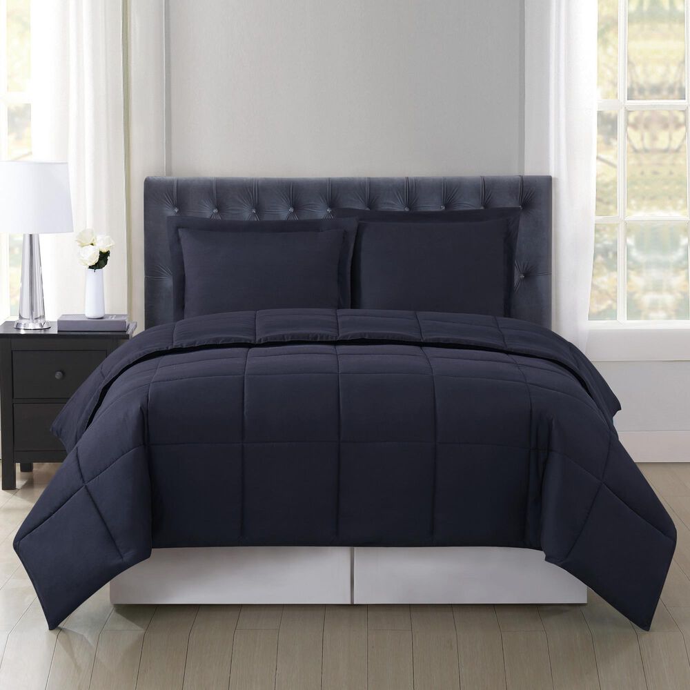 Pem America Truly Soft 3-Piece Full/Queen Comforter Set in Black, , large
