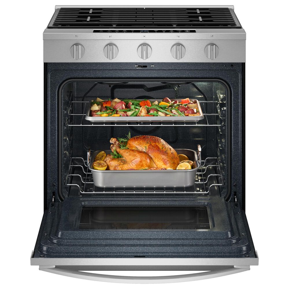 Whirlpool 2-Piece Kitchen Package with 5 Cu. Ft. Slide-in Gas Range and Over-the-Range Microwave in Fingerprint Resistant Stainless Steel, , large