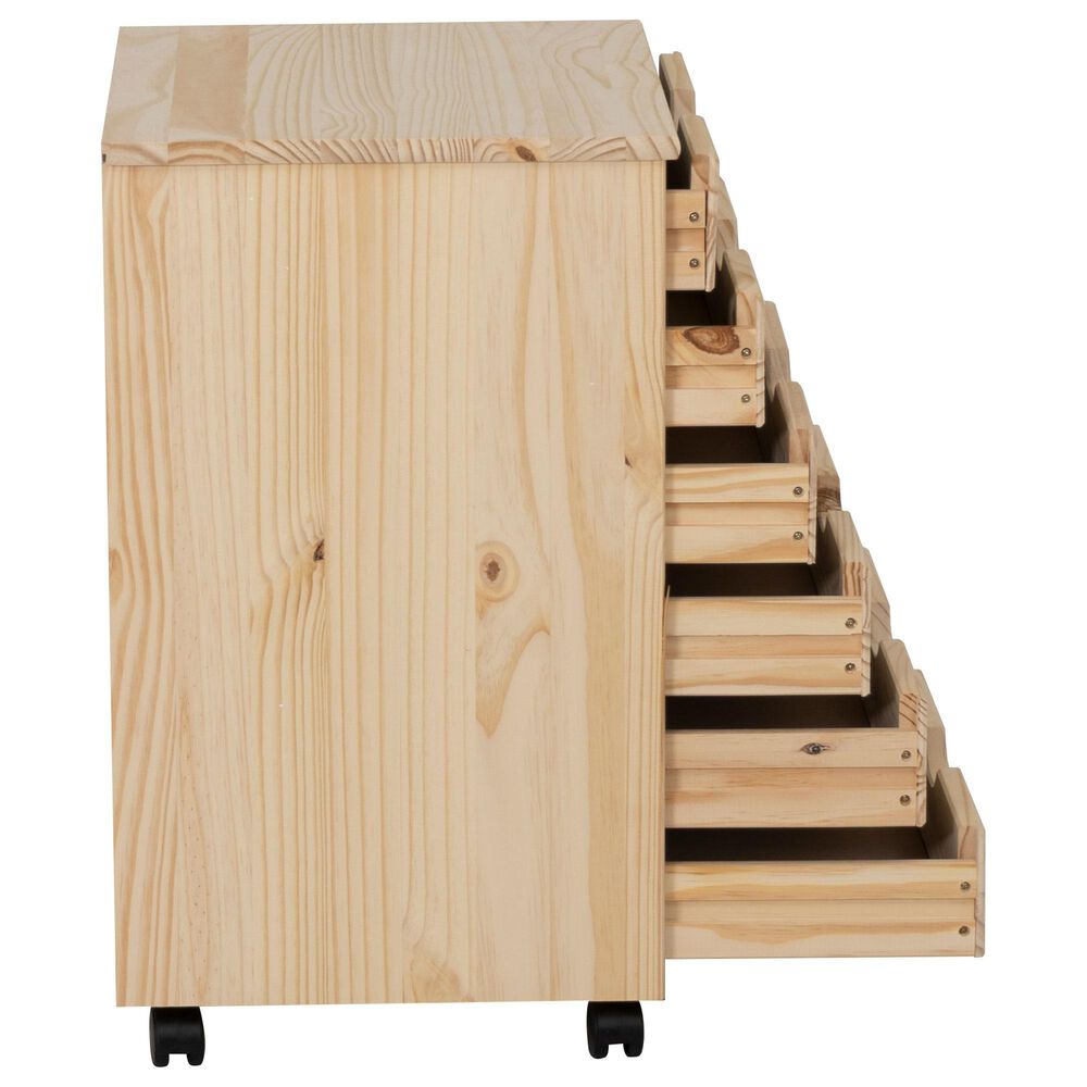 Linon Home Decor Cary 6-Drawer Wide Rolling Cart in Unfinished, , large