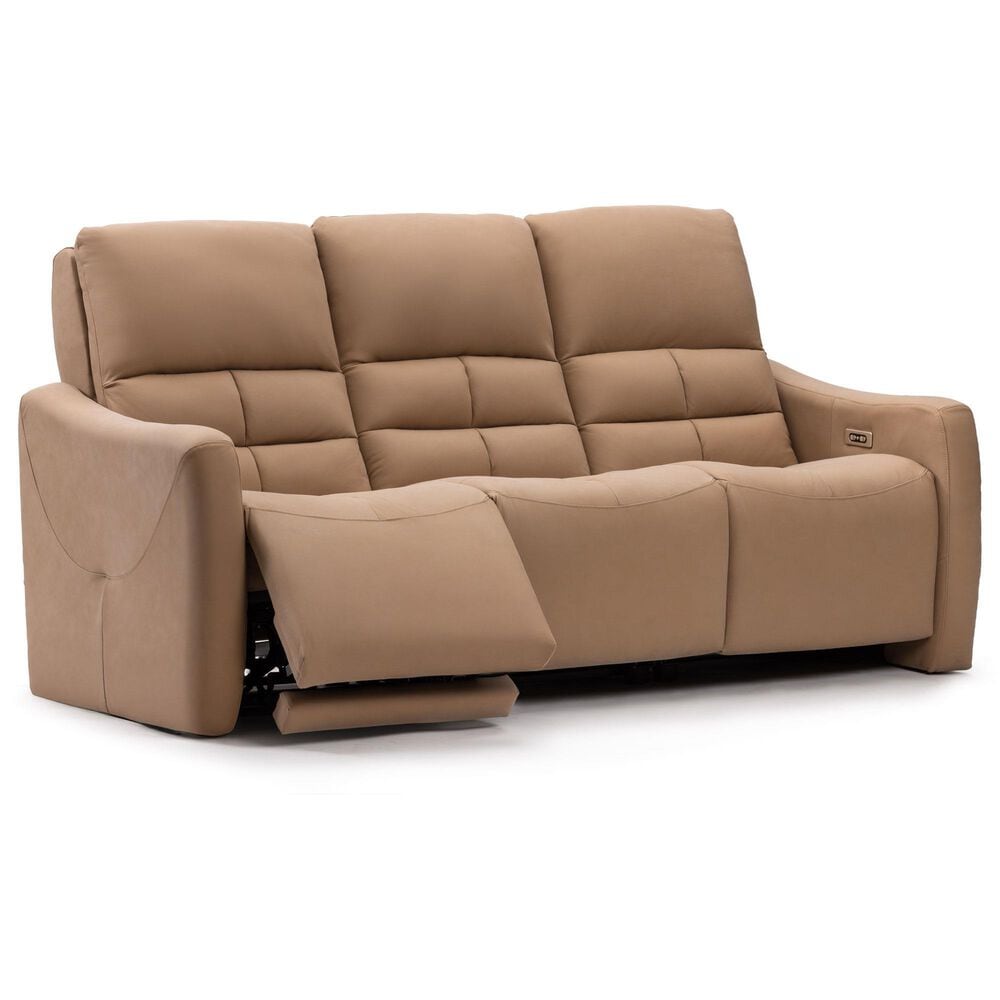 Elran Furniture Power Reclining Sofa with Power Headrests in Butternut, , large