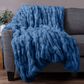 Timberlake 60" x 80" Ruched Faux Fur Throw Blanket in Blue, , large
