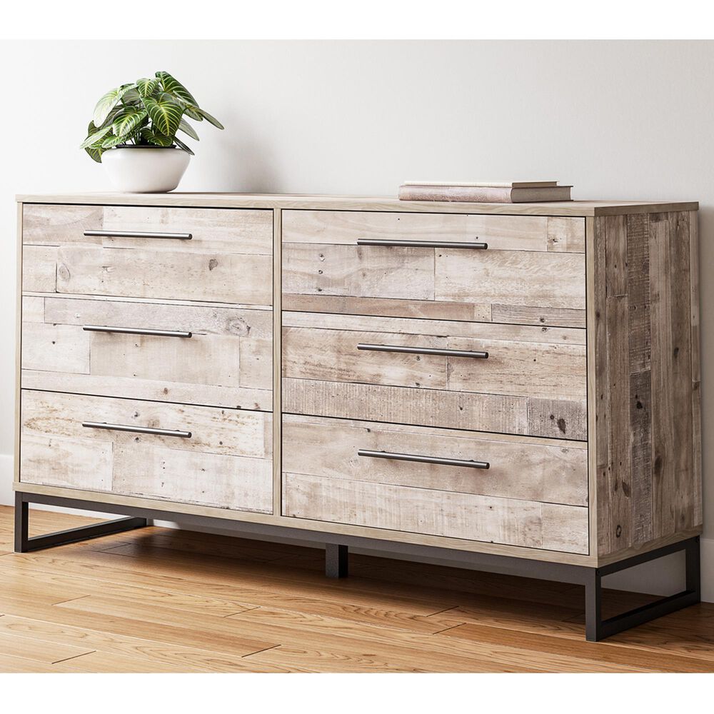Ashley Neilsville 6-Drawer Dresser in Whitewash and Dark Brown, , large