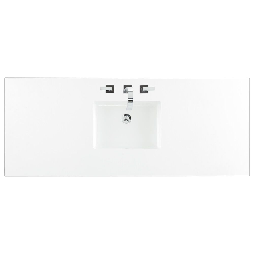 James Martin Vanities Breckenridge 60" Single Bathroom Vanity in Light Natural Oak with 3 cm White Zeus Quartz Top and Rectangular Sink, , large