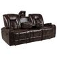 Oxford Furniture Dual Manual Reclining Sofa with Drop Down Table in Bolero Coffee, , large