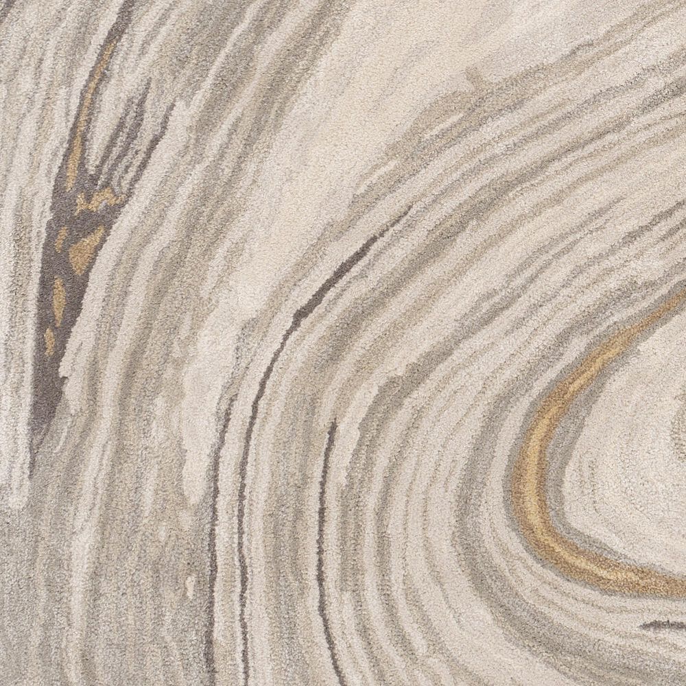 Surya Kavita 6&#39; Round Gray, Charcoal, Mustard and Brown Area Rug, , large