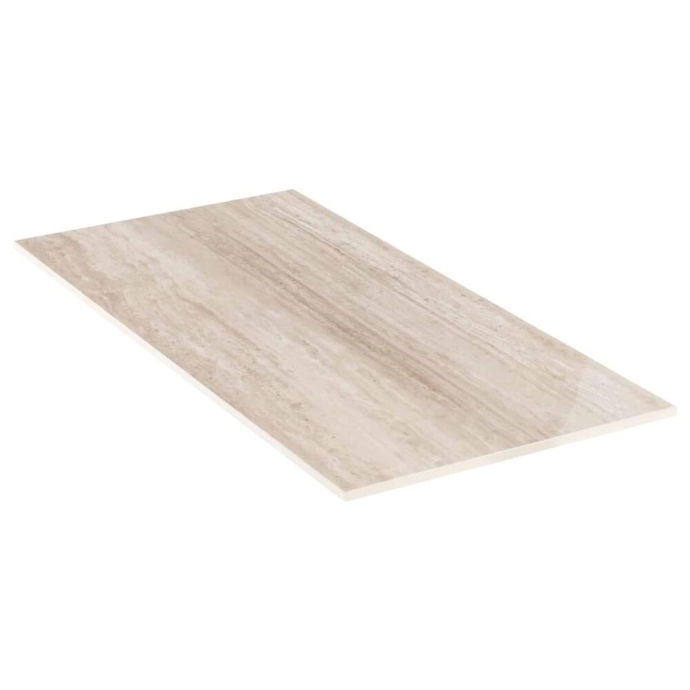 Soho Studio Zenit Taupe Beige 12" x 24" Travertine Look Polished Porcelain Tile, , large