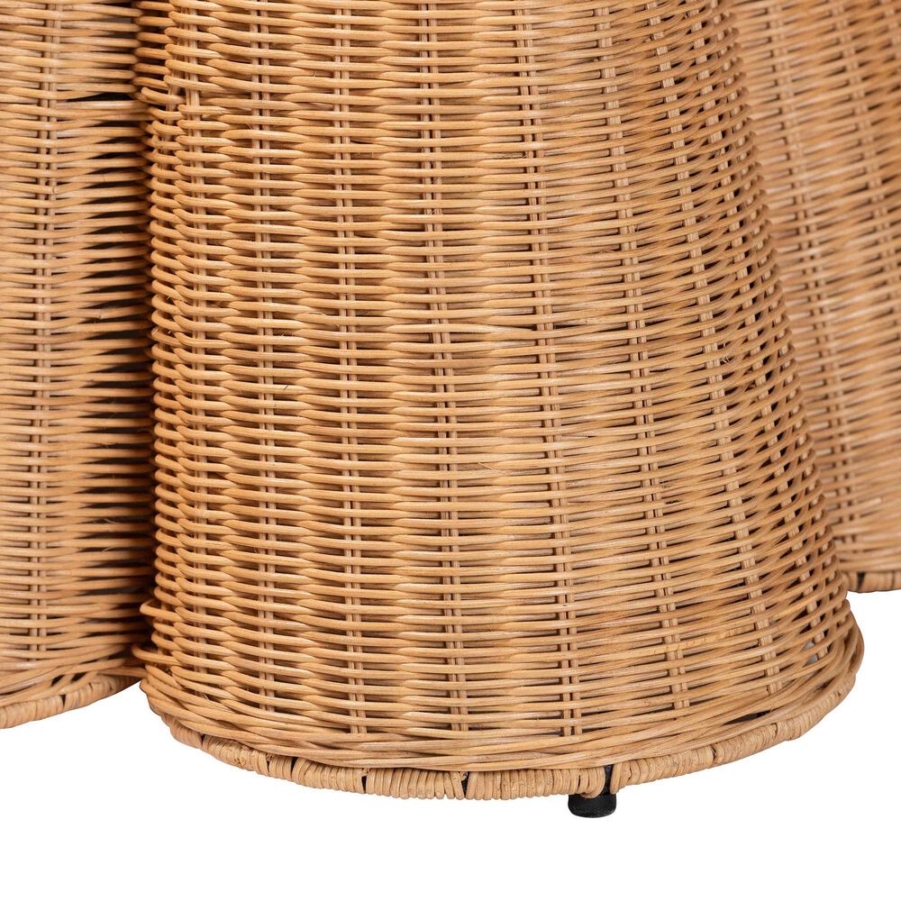 bali &amp; pari Palm 39" Square Ottoman with Light Honey Rattan in White, , large