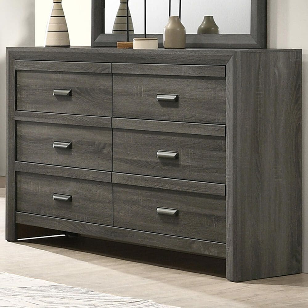 Crown Mark Valor 6-Drawer Dresser in Grey, , large