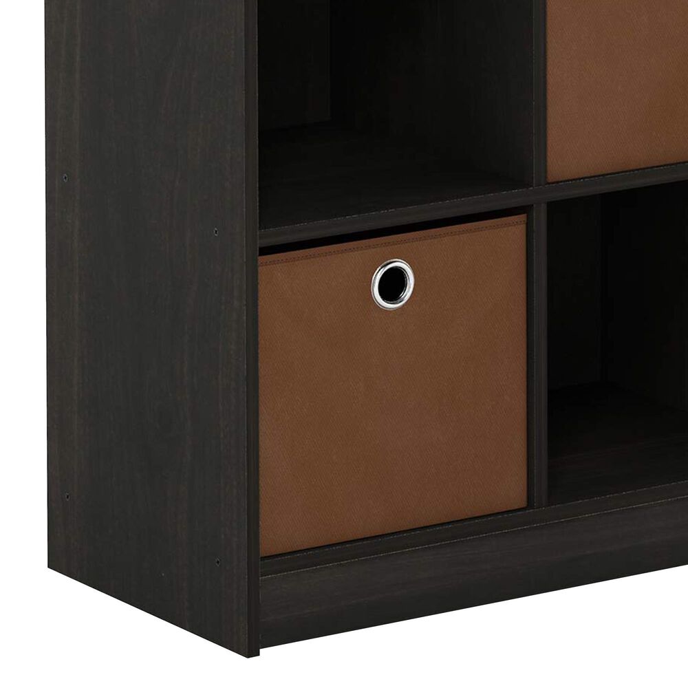 HOMLUX 6-Cube Bookshelf Bookcase with Storage Bins in Espresso, , large