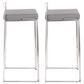 Lumisource Fuji Stackable Barstool with Grey Faux Leather Cushion in Stainless Steel (Set of 2), , large