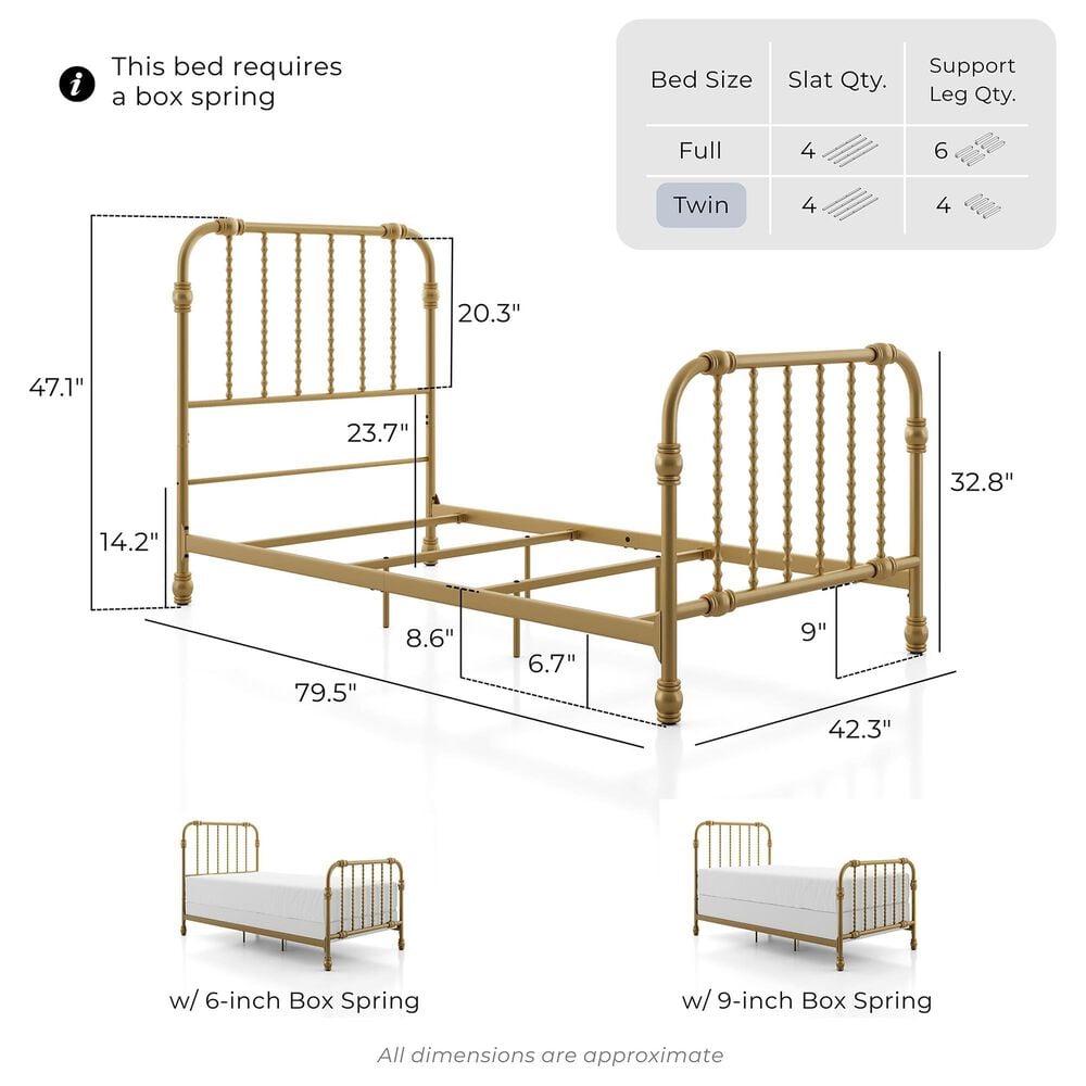 Furniture of America Wren Twin Spindle Kids Bed in Gold, , large