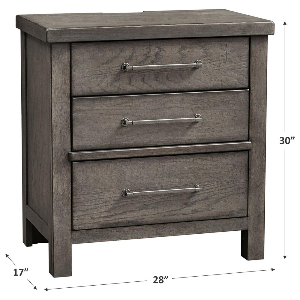 Belle Furnishings Modern Farmhouse 3 Drawer Nightstand in Dusty Charcoal, , large
