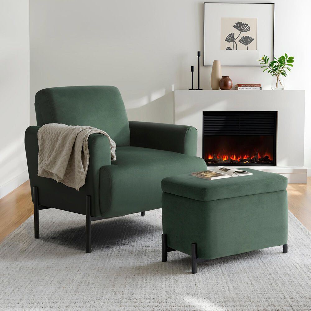 Lifestyle Solutions Kona Small Storage Ottoman in Green, , large