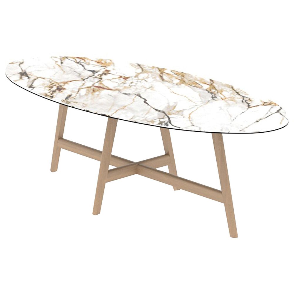CANADEL Downtown 7-Piece Oval Dining Set in Shell and Caramel Washed, , large