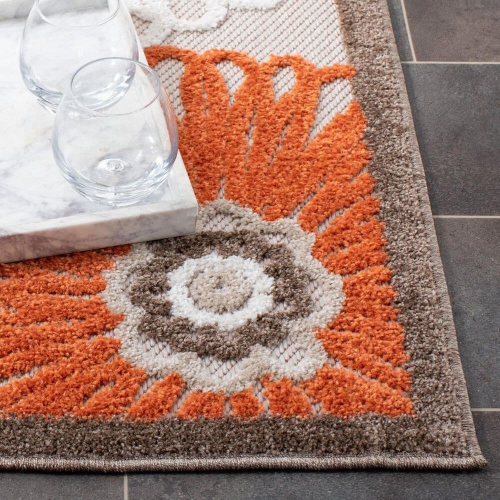 Safavieh Cabana CBN676C 4&#39;5&quot; x 6&#39;5&quot; Beige and Orange Indoor/Outdoor Area Performance Rug, , large