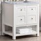 James Martin Vanities Breckenridge 30" Single Bathroom Vanity in Bright White with 3 cm Carrara White Marble Top and Rectangular Sink, , large