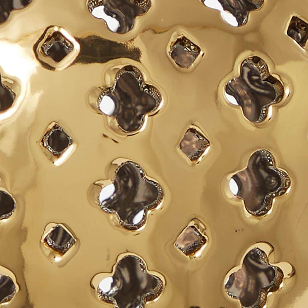 Maple and Jade Jar with Cutout Geometric Design and Lid in Polished Gold, , large