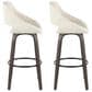LumiSource Fabrico 30" Swivel Fixed-Height Bar Stool with Cream Noise Fabric Upholstery in Black and Glazed Walnut (Set of 2), , large