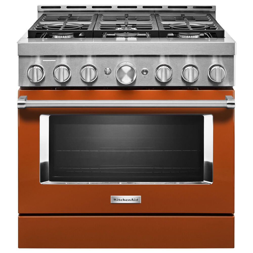 KitchenAid 36" Slide-In Gas True Convection Range with Self-Cleaning in Scorched Orange, , large