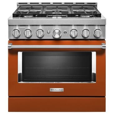 KitchenAid 36" Slide-In Gas True Convection Range with Self-Cleaning in Scorched Orange, , large