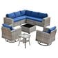 HOMLUX 9-Piece Wicker Sectional Patio Furniture Set in Navy Blue, , large