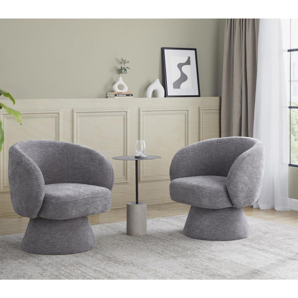 LumiSource Fran Swivel Accent Chair in Grey, , large