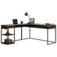 Hearth and Haven 2-Drawer L-Shaped Desk in Brown and Grey, , large