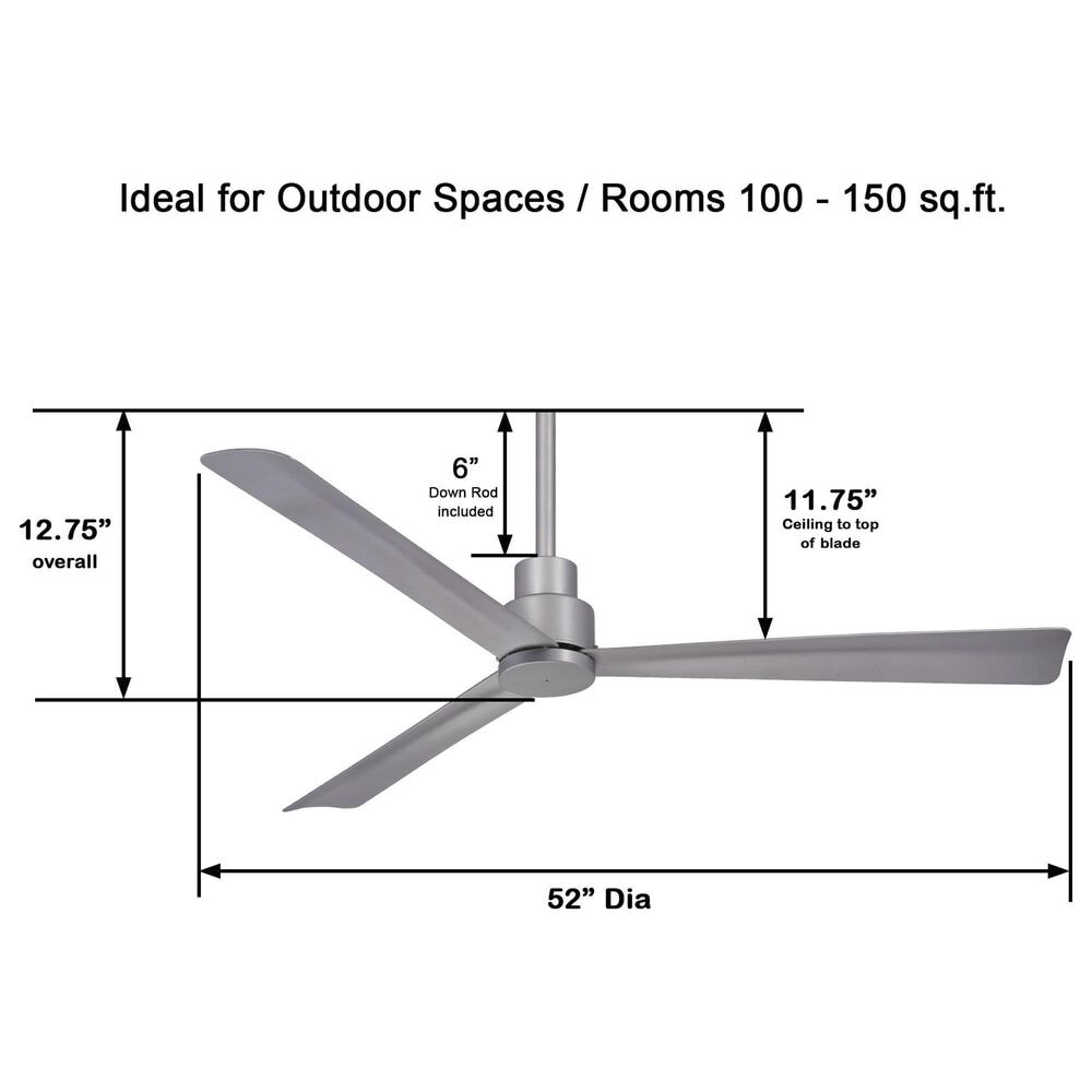 Minka-Aire Simple 52" Indoor/Outdoor Ceiling Fan in Silver, , large
