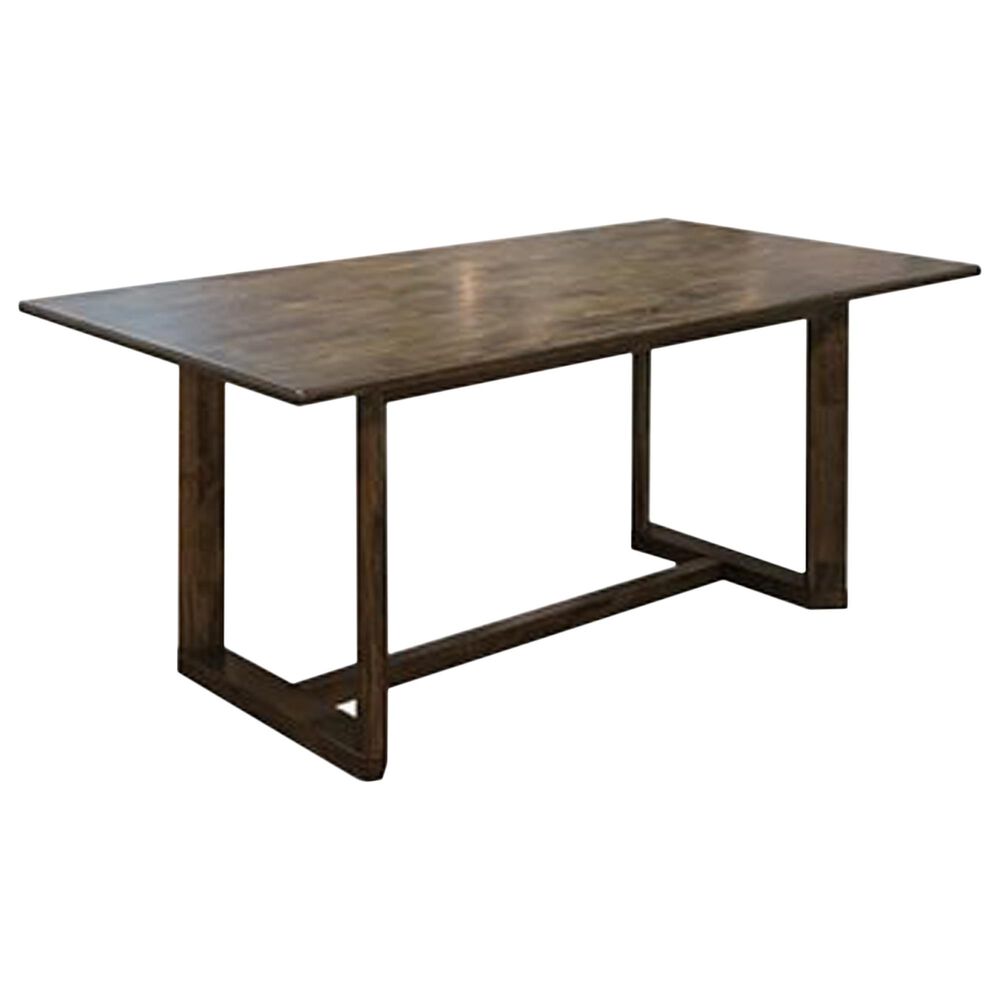 Emerald Ronan Counter Dining Table and 6 Counter Stools in Dark Brown Finish and Cream Polyester, , large