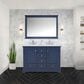 Lexora Home Dukes 48" Double Bathroom Vanity in Navy Blue with 2 cm White Quartz Top and Rectangular Sinks, , large