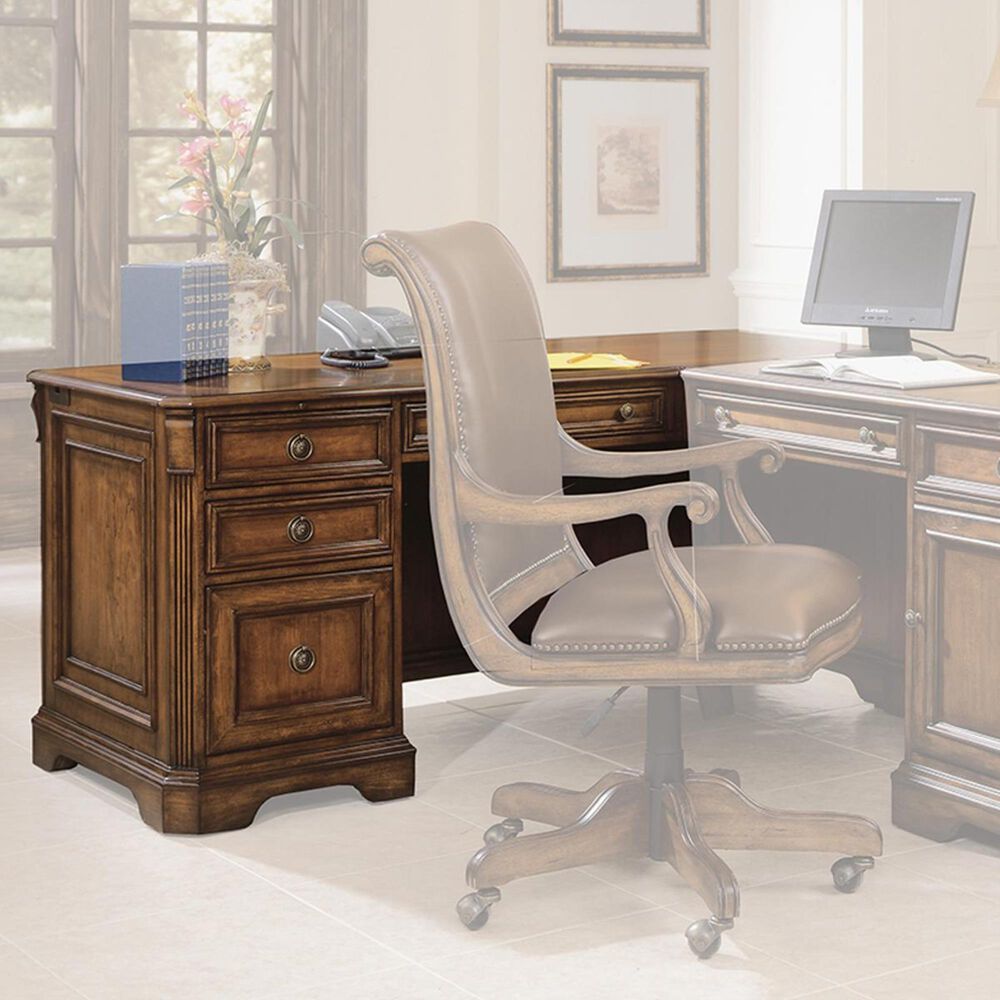 Brookhaven Left Pedestal Desk in Medium Wood, , large