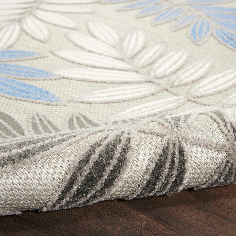 Nourison Aloha Floral 2&#39;8&quot; x 4&#39; Grey and Blue Indoor/Outdoor Area Rug, , large