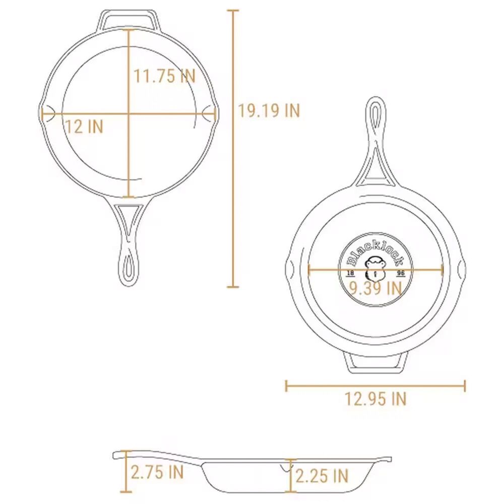 Lodge Blacklock 12&quot; Triple Seasoned Cast Iron Skillet in Black, , large